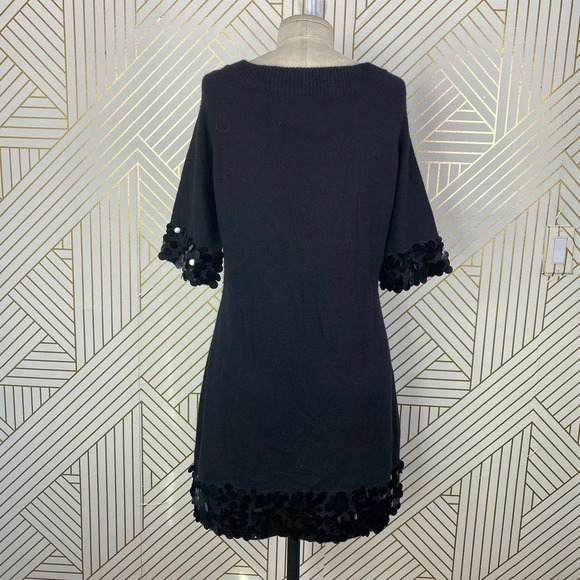 QI CASHMERE Short Sleeve Sequin Disco Beaded Dress in‎ Black Size US Medium - Picture 8 of 11